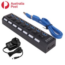 7 Port High Speed Multi USB Hub USB 3.0 With Power Supply a…
