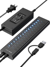 Powered USB Hub, 16 Ports USB 3.2 Hub(8 USB-A Ports+8 USB-C…
