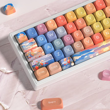Cute PBT Keycaps Set,Sunset MOA Profile Keycaps 60 75 100 P…