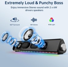 LFS Computer Speakers, Bluetooth Computer Soundbar, USB-C R…