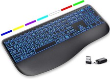 Large Print Wireless Backlit Keyboard – Rechargeable Quiet …