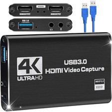 4K HDMI Capture Card for Streaming 60FPS USB 3.0 Game Audio…