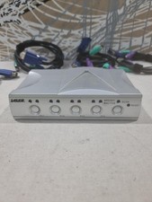 Lazer 4 Port 1:4 VGA/PS/2 KVM Switch Box w/ Cables, LED Ind…