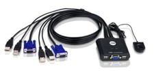 Aten Petite 2 Port USB VGA KVM Switch CS-22U with Remote Po…