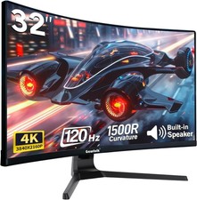 32 Inch 4K Curved Monitor,120Hz UHD 3840x2160 Built-in Spea…