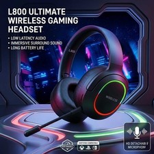 Wireless Gaming Headset Headphone with Microphone Volume fo…