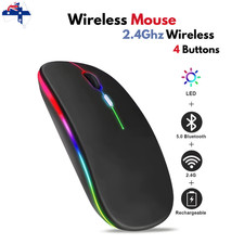 Rechargeable Slim Wireless Mouse Bluetooth 5.2+ 2.4G Laptop