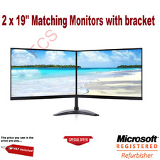 DUAL SCREEN 2 X 19" TFT MONITOR  LCD COMPUTER PC LAPTOP GEN…